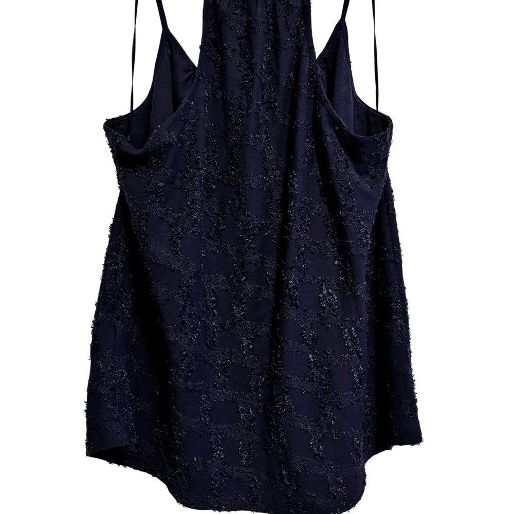Anthropologie Tank Top Women Size M Navy Textured Fil Coupe Button Cami Blouse - Picture 3 of 6